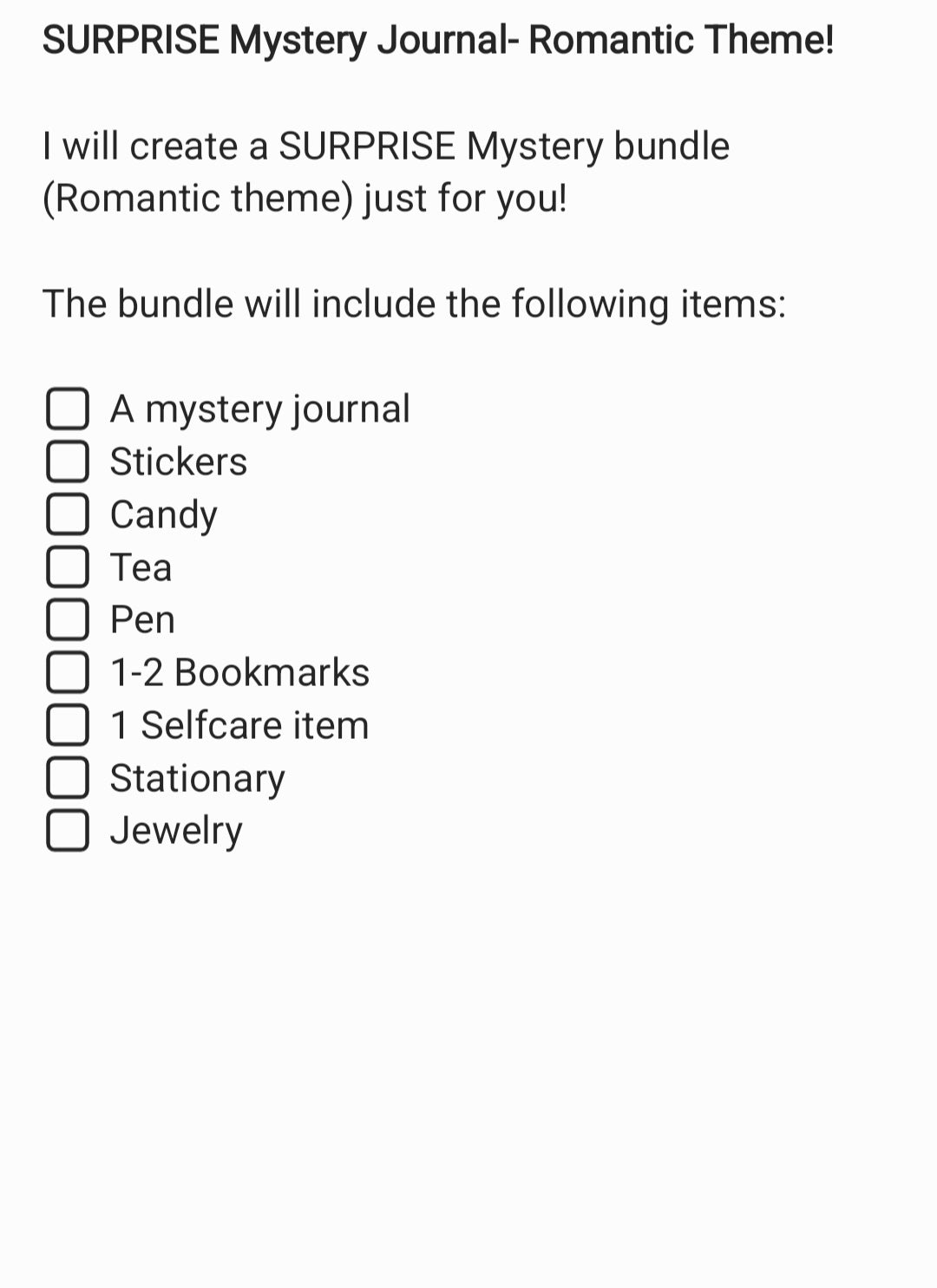 SURPRISE-Mystery Journal Romantic Themed