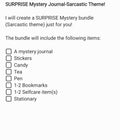 SURPRISE-Mystery Journal  Sarcastic Themed!