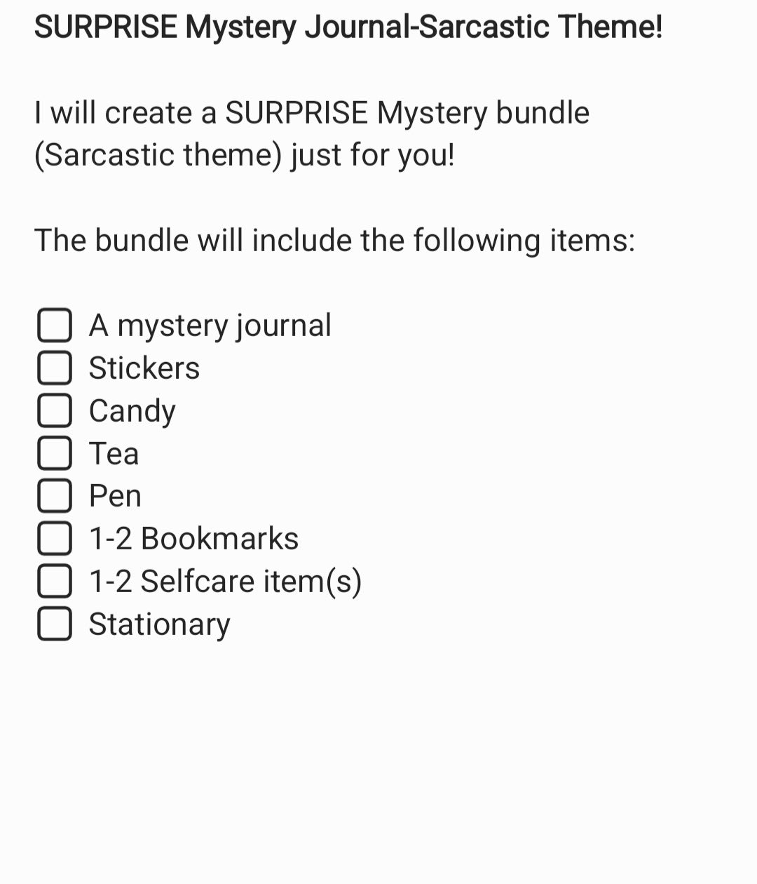 SURPRISE-Mystery Journal  Sarcastic Themed!