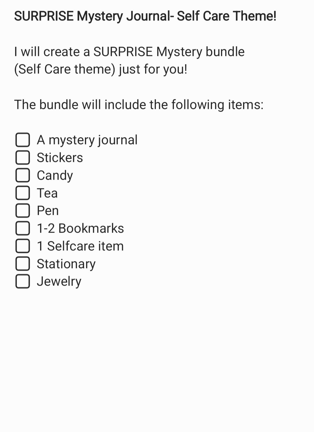 SURPRISE Mystery Journal          Self Care Themed!