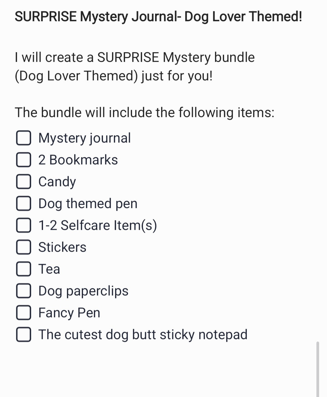 SURPRISE Mystery Journal         Dog Lover Themed!