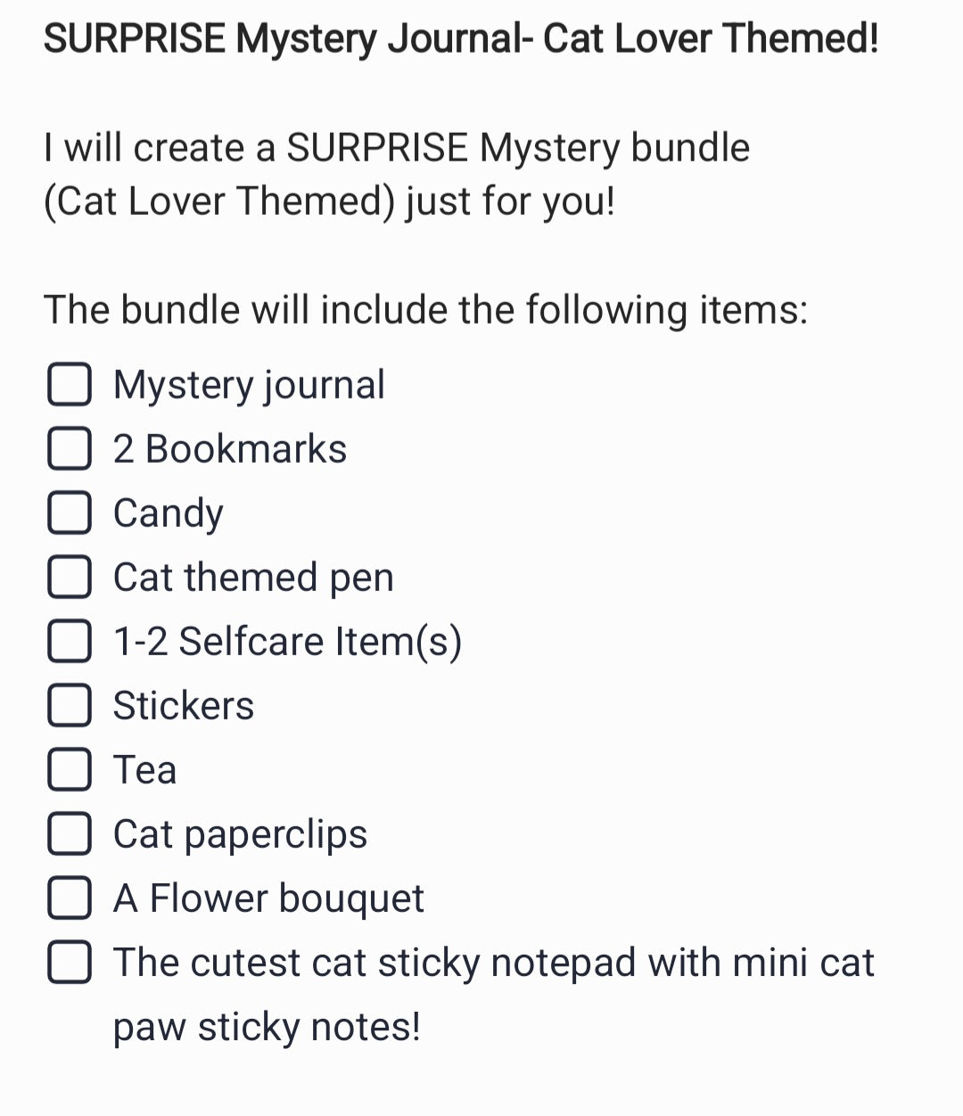 SURPRISE Mystery Journal           Cat Lover Themed!